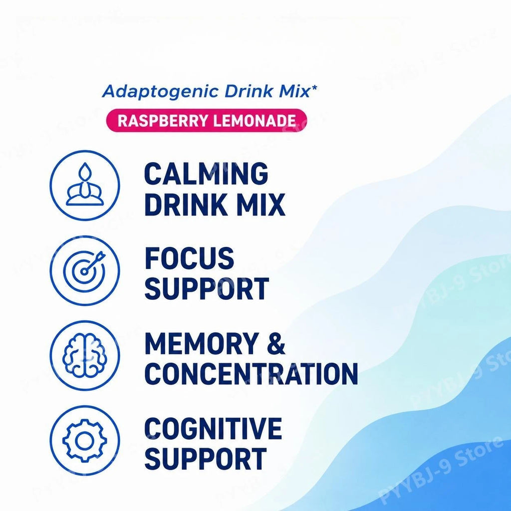Calming Powder Drink Mix with L-Theanine, Focus Memory Concentration & Cognitive Support, Healthy Cortisol Balance, 20 Packets