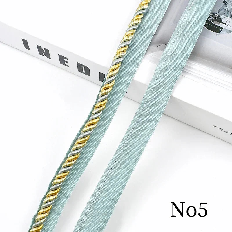 2/6/12M Meetee 6mm Two-color Lace Rope Trim Decorative Strap Webbing Cord for Sofa Curtain Sewing Handmade Material Accessories