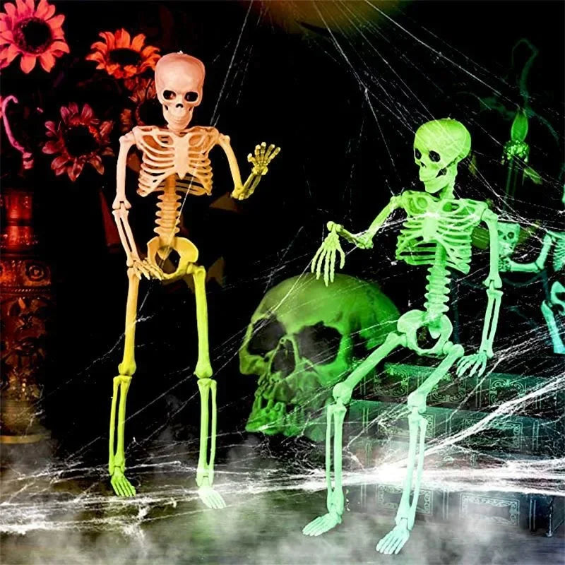 1PC Posable Human Skeleton Model Halloween Decor Hanging Ghost Haunted House Home Ornament Scary Party DIY Decoration Supplies ﻿