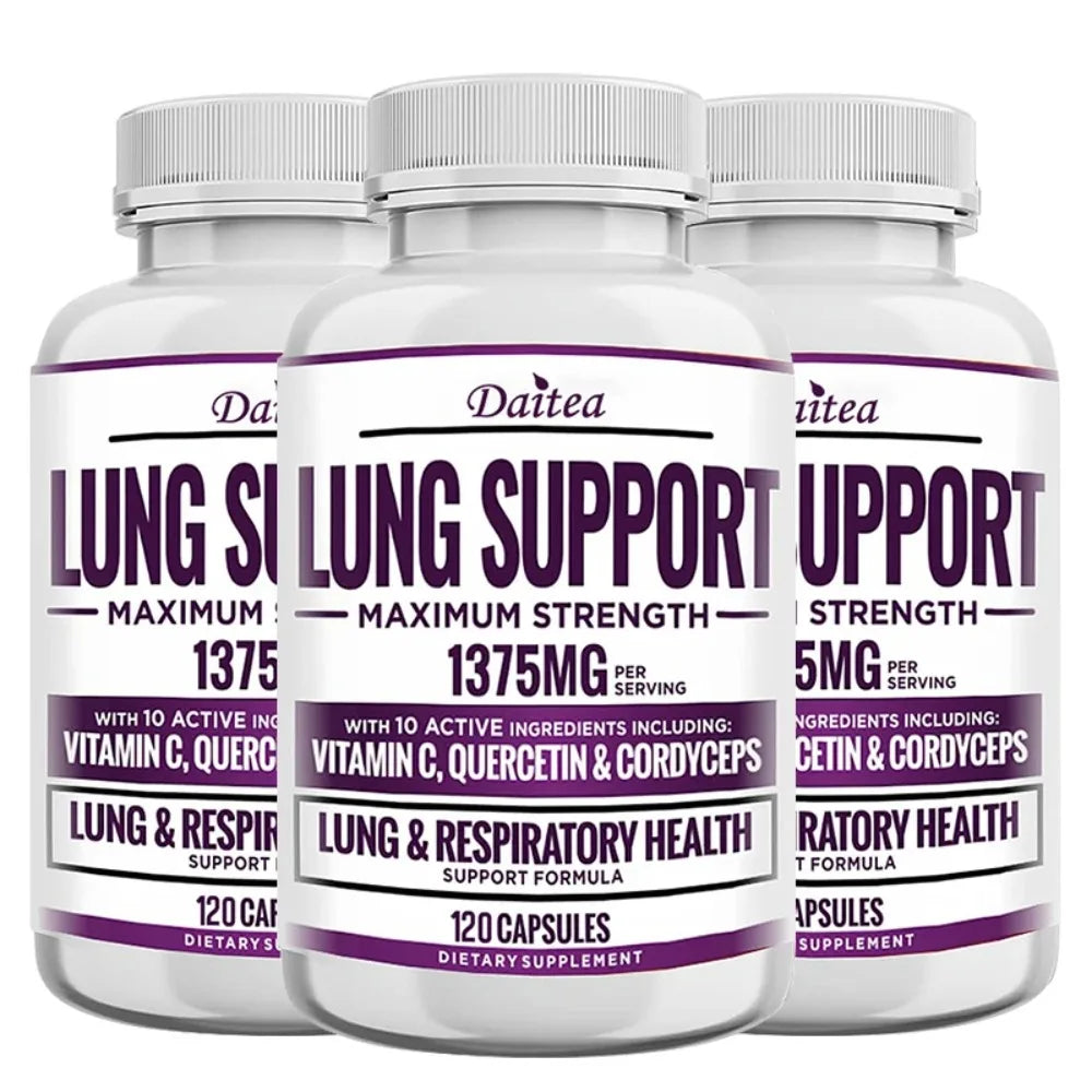 Lung Support Supplement for Lung Cleanse & Detox, with Quercetin Bromelain Vitamin C & Cordyceps for Lung, Respiratory Support