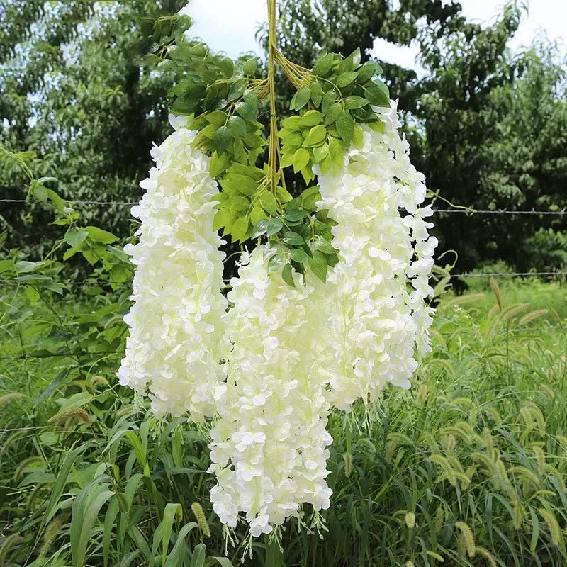 12pcs Artificial Wisteria Flowers String Hanging Garland Decor Fake Flower Outdoor Wedding Garden Arch Home Party Decoration