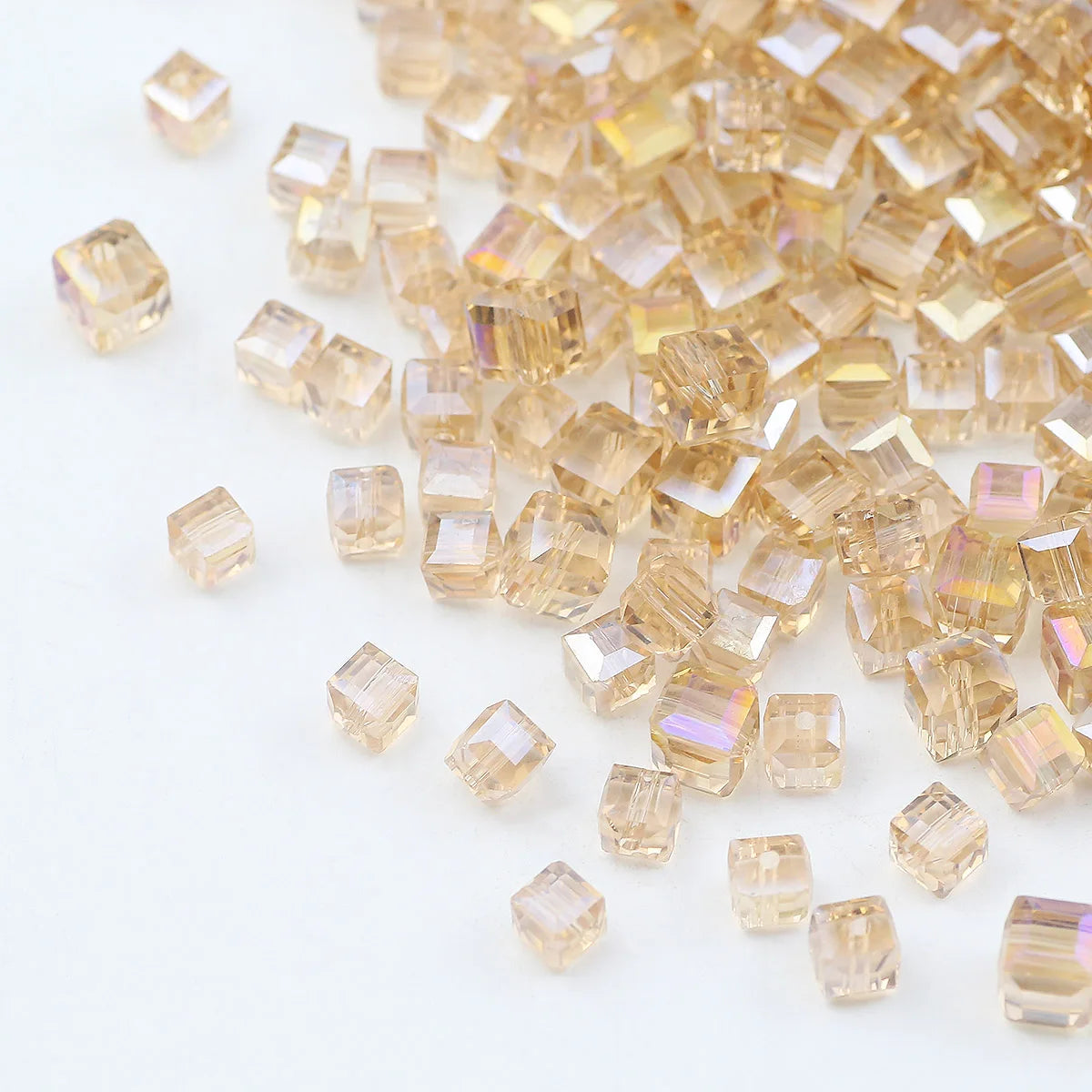 2/3/4/6/7mm Silver Champagne AB Austrian Faceted Crystal Glass Square Loose Spacer Beads For Jewelry Making DIY Bracelet Earring