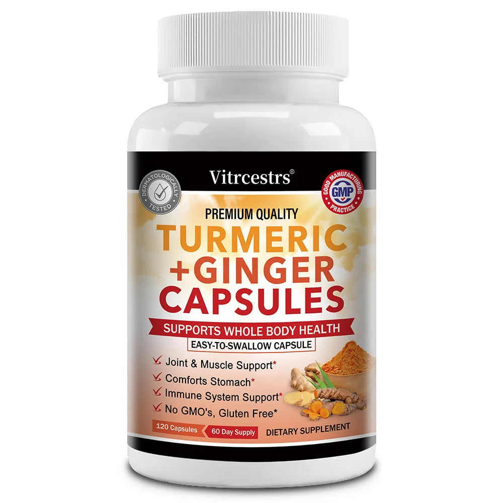 High Strength Turmeric Ginger Capsules, Pure Turmeric Curcumin with Ginger, Joint Health, Antioxidant Digestive & Immune Support
