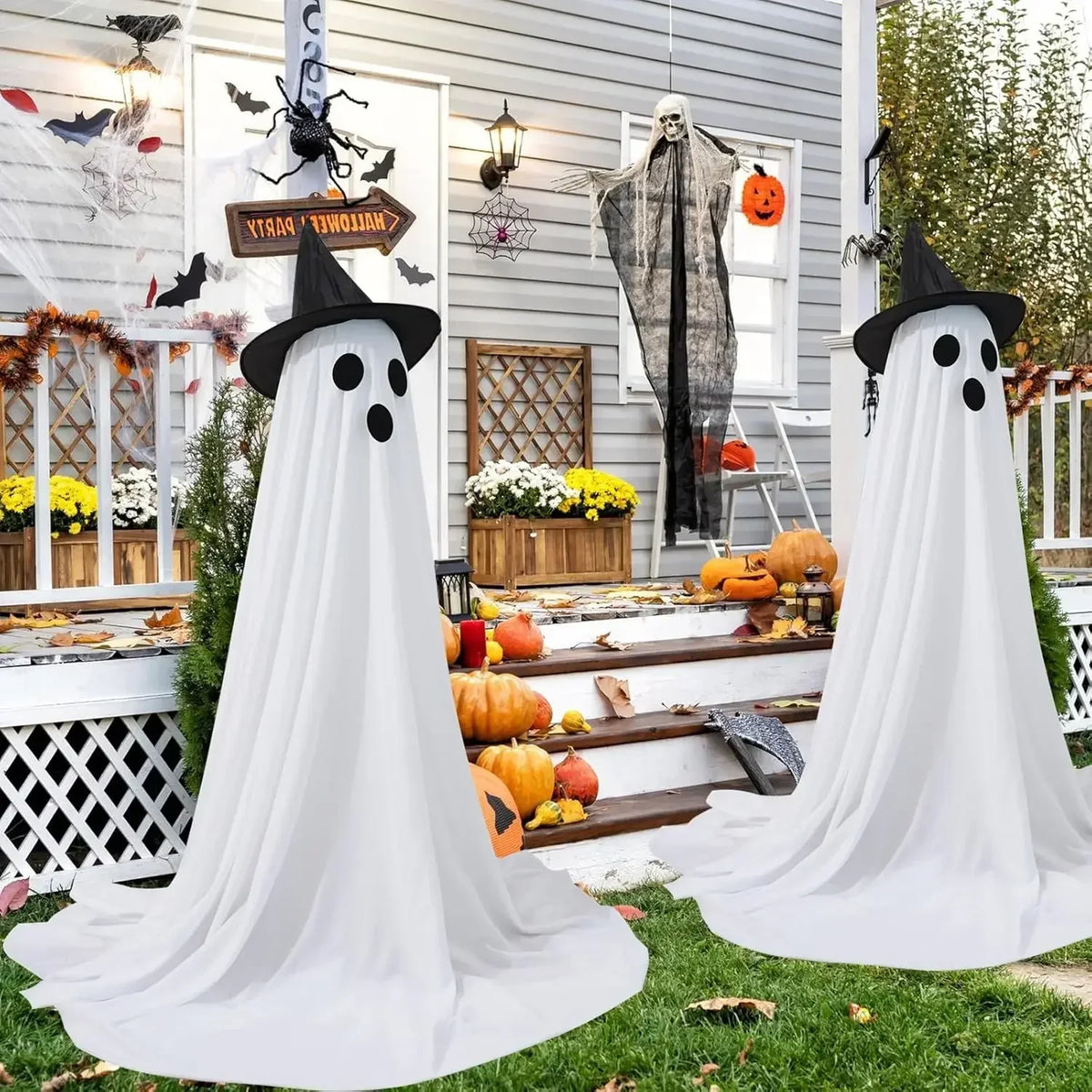 2 Packs Halloween Decorations Outdoor Cute glow Indoor Spooky Ghost Scary Ghosts Decor for Yard Garden Home birthday decoration