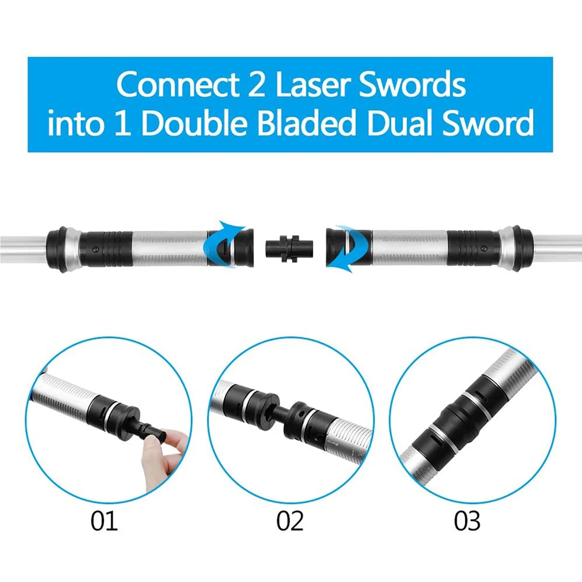 2 Pcs Led Luminous Sword With Connector Battery Operated 2-In-1 Retractable 7 Color Changing Glow Sword Light Children Toys Gift