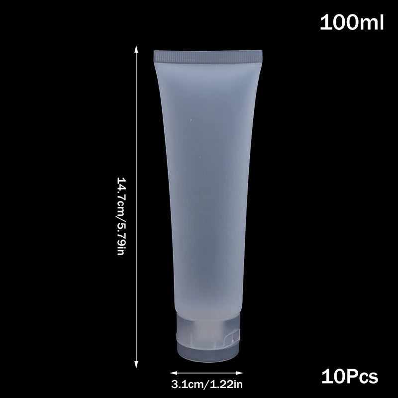 10Pcs Refillable Clear Squeeze Lotion Container Bottle Empty Matte Tube Travel Pack Cosmetic Cream Lotion Shampoo Bath Dispenser