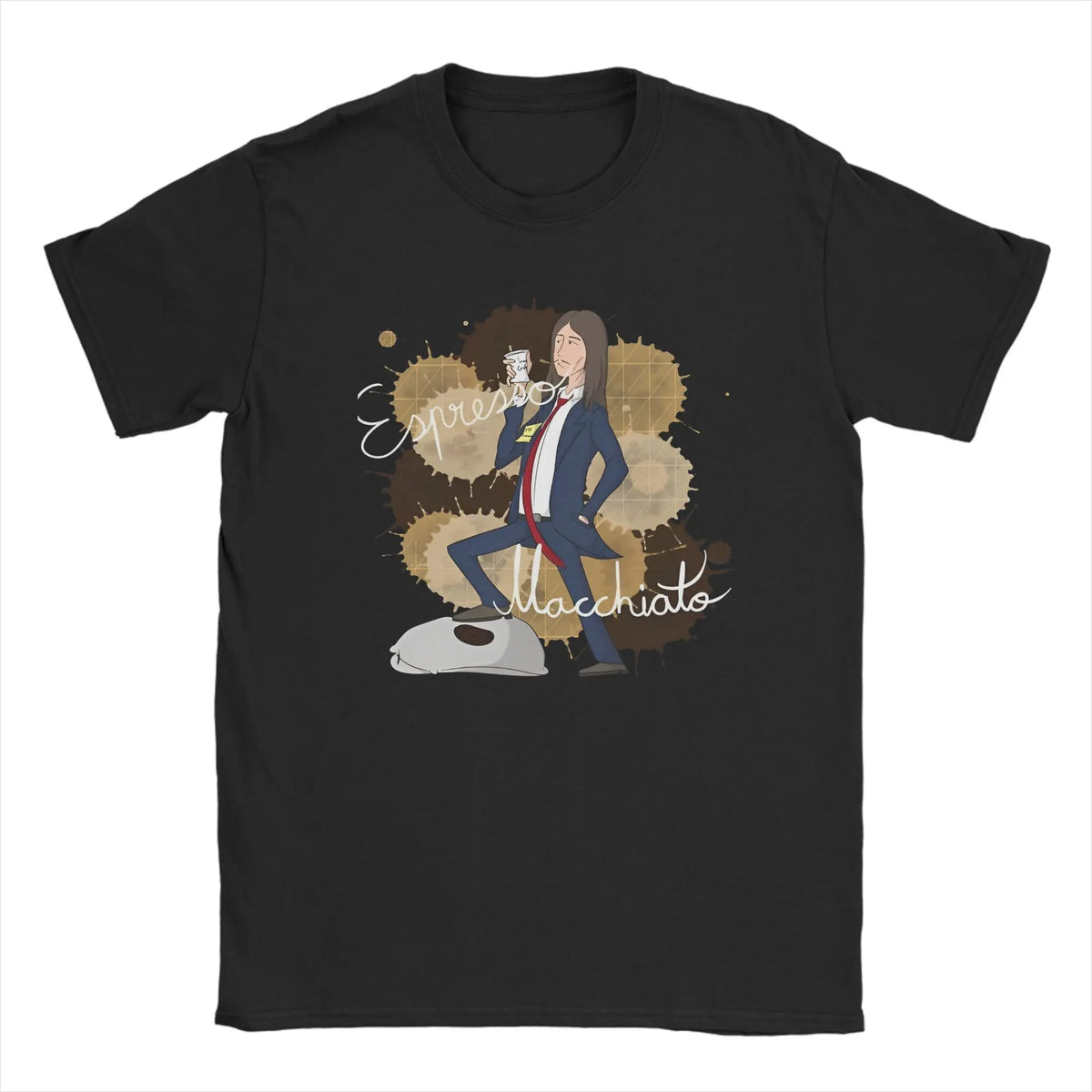 Tommy Cash Espresso Macchiato illustration graphic art Eurovisions T Shirts Men T-Shirts Crew Neck  Tee Shirt Short Sleeve Tops
