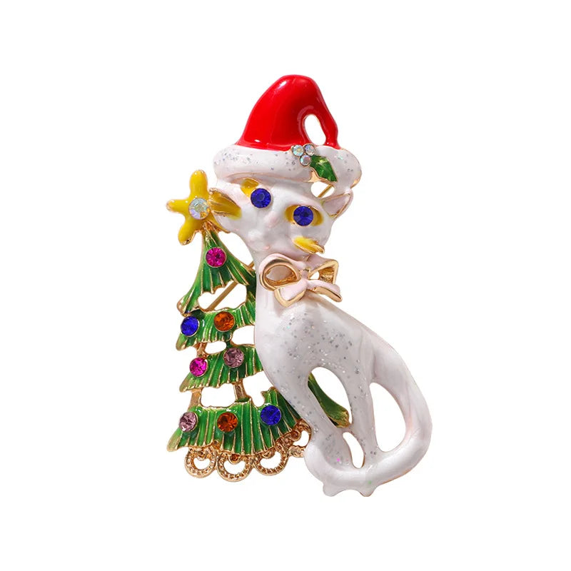 New Christmas Brooch Shiny Crystal Christmas New Year Accessory Pin Snowman, Elk, Christmas Tree Series Decoration Jewelry Gift