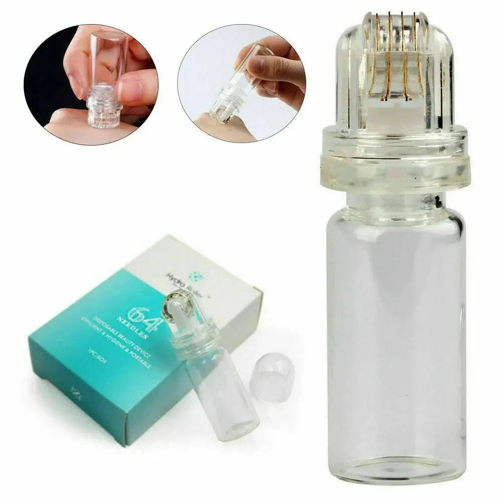 Hydra Roller 64 Pins Micro Titanium Need Tips Derma Needles Skin Care Anti Aging Whitening Bottle Roller Serum Reusable