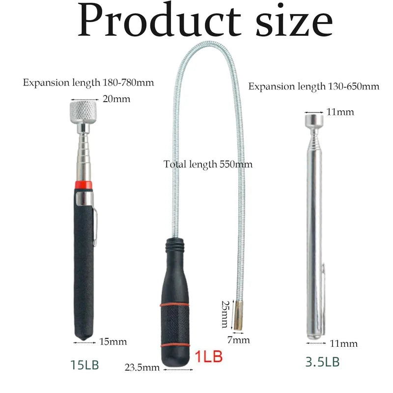 Flexible Magnetic Pickup Tool Extendable Magnetic Handheld Stick with Non-Slip Handle Retrieval Tools for Pick-up Screws Nuts