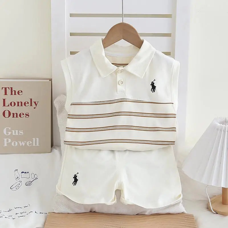 New Boys Clothing Children Summer Girls Sports Set Kids Striped Pattern T-Shirt Shorts 2pcs Outfits Children Tracksuits 0-5Year