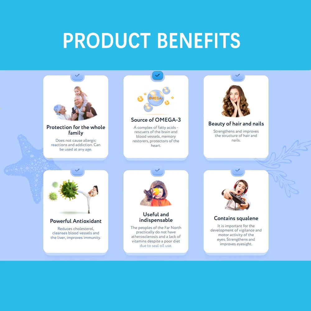 Professional Omega-3 Harp Seal Oil Supplement - High Potency - 100 Softgels