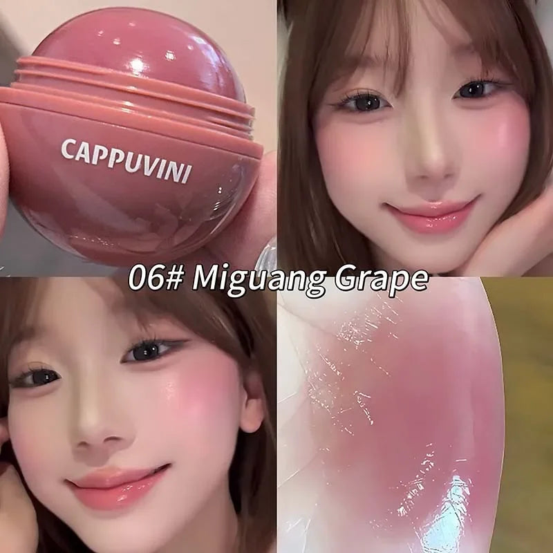 Cappuvini Juice Blush Ball Water Light Blusher Brightening Face Easy Color Multi-Use Blush Makeup Suitable for Lips and Cheeks
