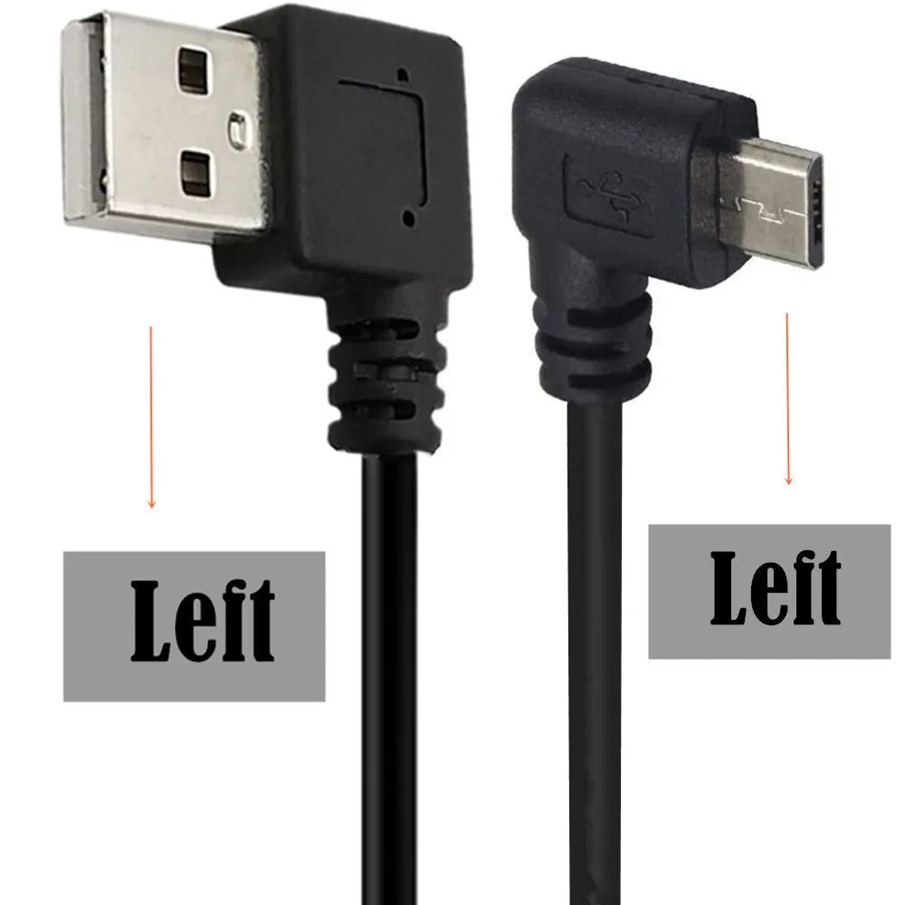 Up Down Left Right Angled Double 90 Degree Micro USB Male to USB Male Fast Data Charge Connector Short Cable Cord 0.15m 0.5m 1m