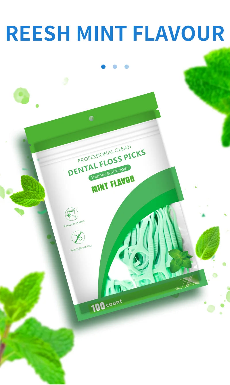 100PCS MINT DENTAL FLOSS FRESH MOUTH Cleaning Tools Floss Set Clean Between Teeth Toothpicks Boxed Dental Floss Picks