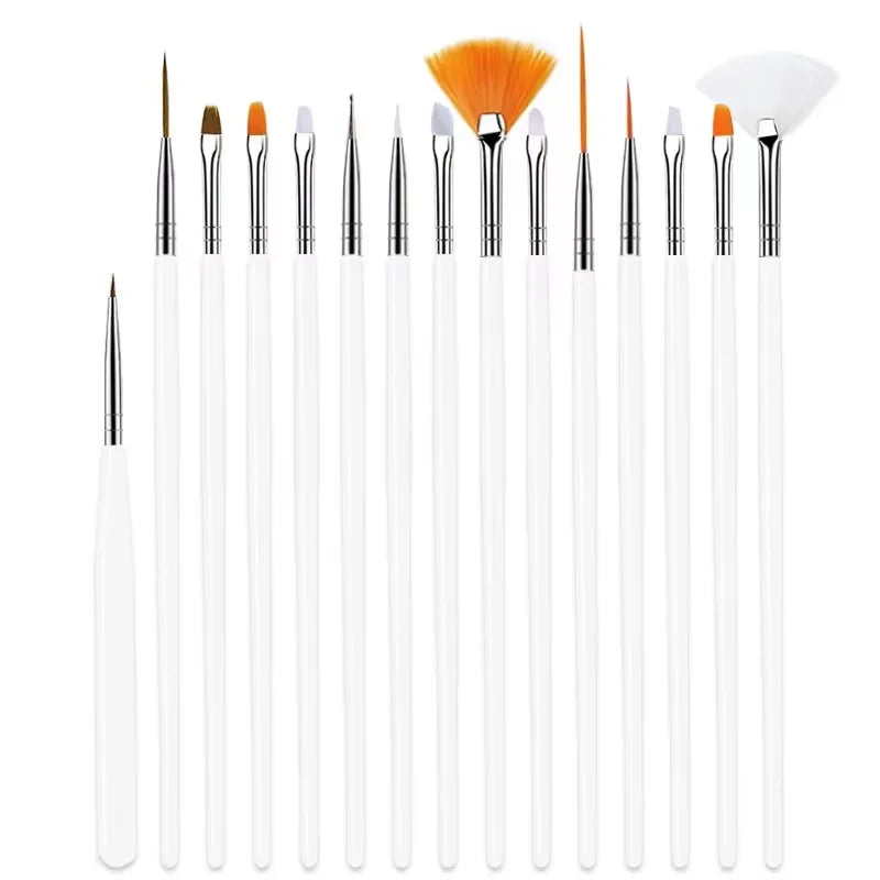 15/20Pcs Fine Detail Paint Brush Set Acrylic UV Gel Drawing Dotting Manicure Nail Art Design Tools Makeup Accessorie Gel Brush