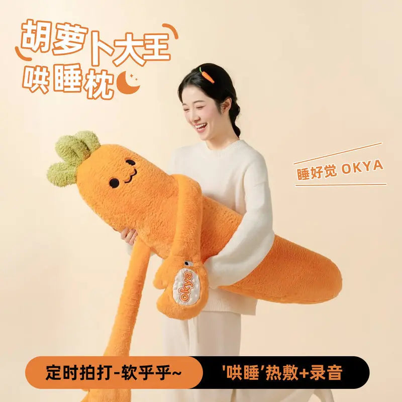 Okya Carrot King Sleep Pillow Graphene Heated Percussion Hug Pillow Three Adjustable Temp Settings  Kids Sleep Aid Bed Use