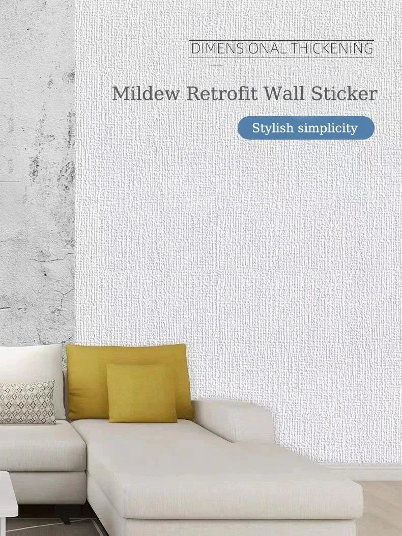 3D DIY Thicken Waterproof Mildew Proof Self-adhesive Insulation Wallpaper Linen Plain Color Stickers Renovation Wall Stickers