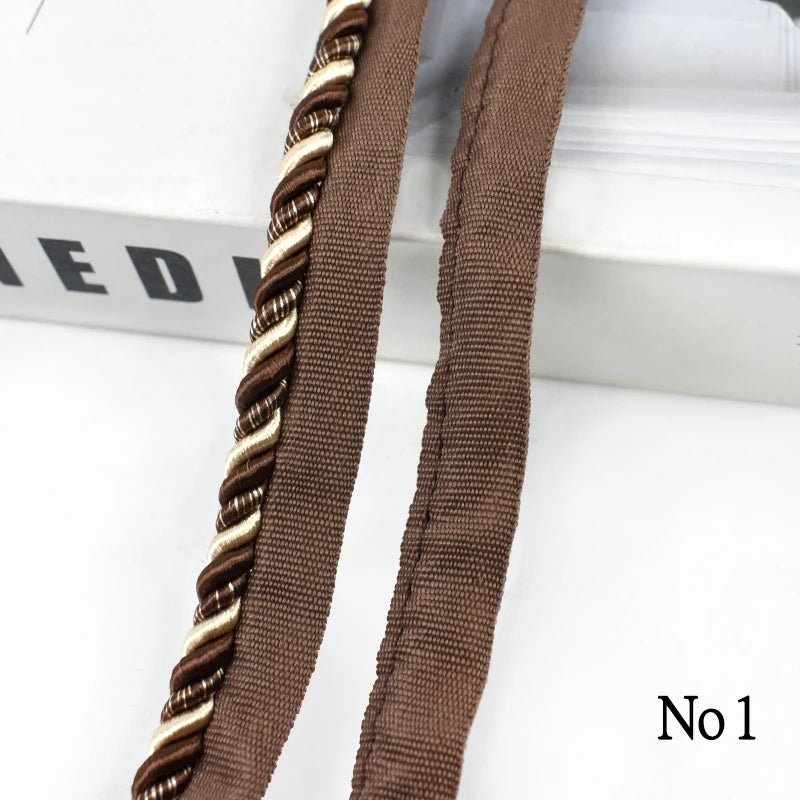 2/6/12M Meetee 6mm Two-color Lace Rope Trim Decorative Strap Webbing Cord for Sofa Curtain Sewing Handmade Material Accessories