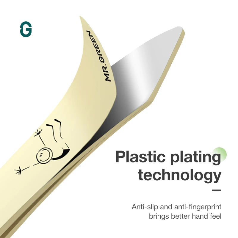 MR.GREEN Curve Handle Eyebrows Tweezers Professional Fine Hairs Puller Makeup Tools Stainless Steel Beauty Clips Removal