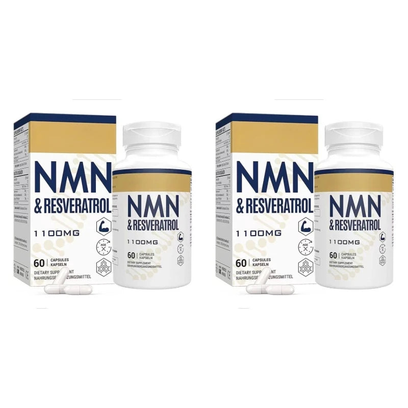 NMN & Resveratrol Capsules Antioxidant Complex Supplement with Black Pepper Extract 1100mg 60 Capsules