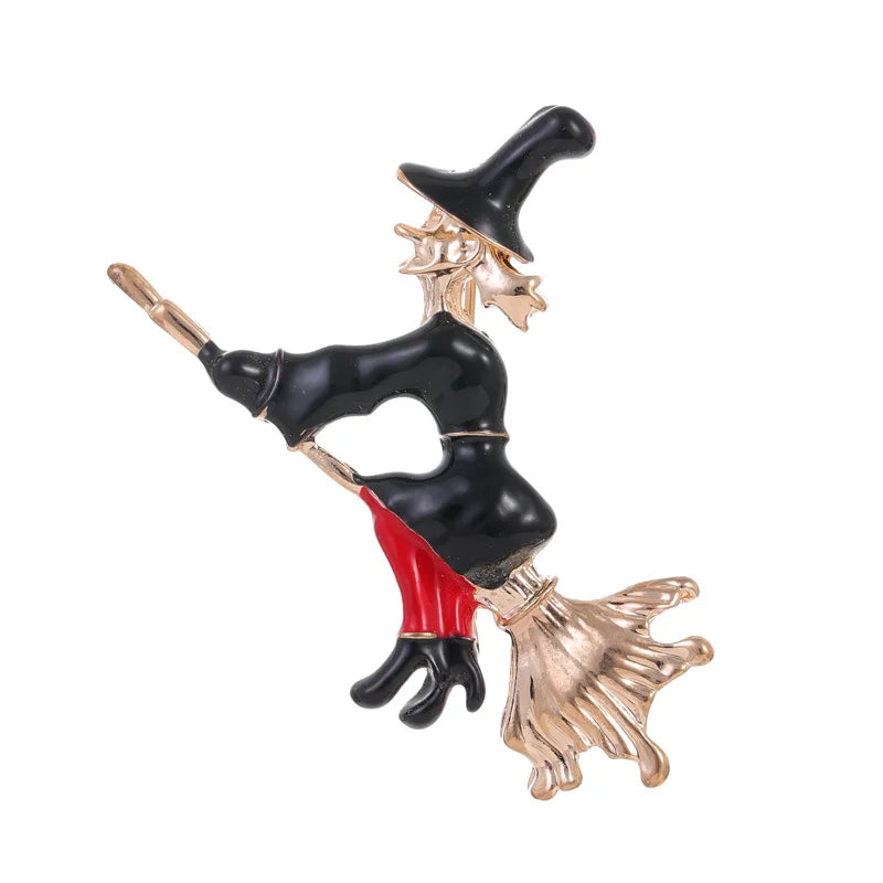 Halloween Witch Hat Brooch Terror Ghost Wizard Pin Metal Rhinestones Accessories For Men And Women Jewelry Gifts Wholesale