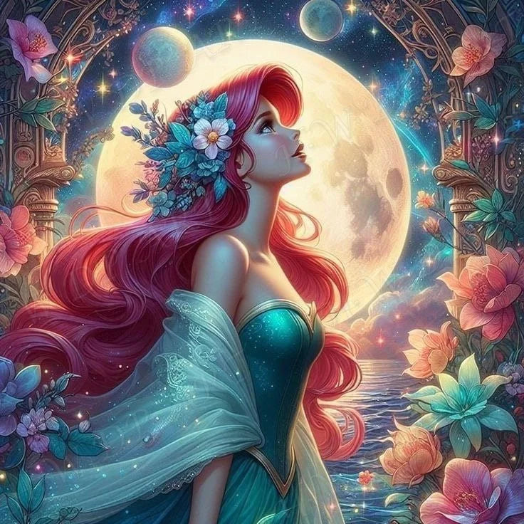 100% Fairy Dust Diamond Painting Mermaid Picture Square Mosaic Embroidery Cartoon Wall Art Diamond Art Full Crystal Home Decor