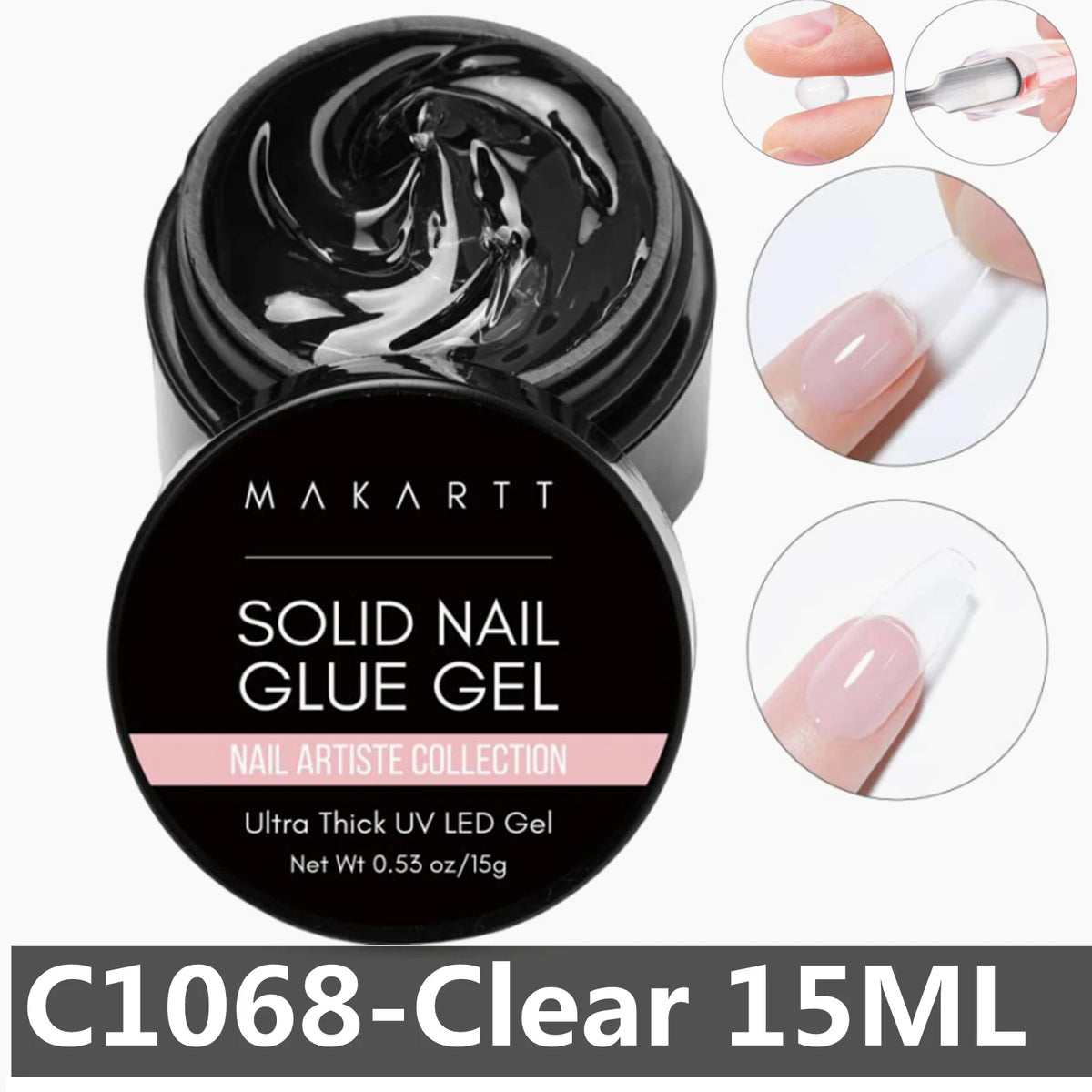 Makartt Solid Nail Gel for Acrylic Nail Tips Glue Gel Curing Needed UV Cured for Press On Nails Fake Nails Solid Nail Adhesive