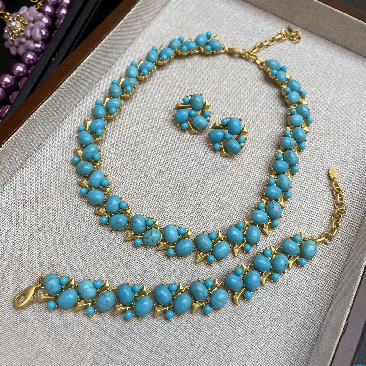 Women New Turquoise Necklace Bohemian Earrings Bracelet 2025