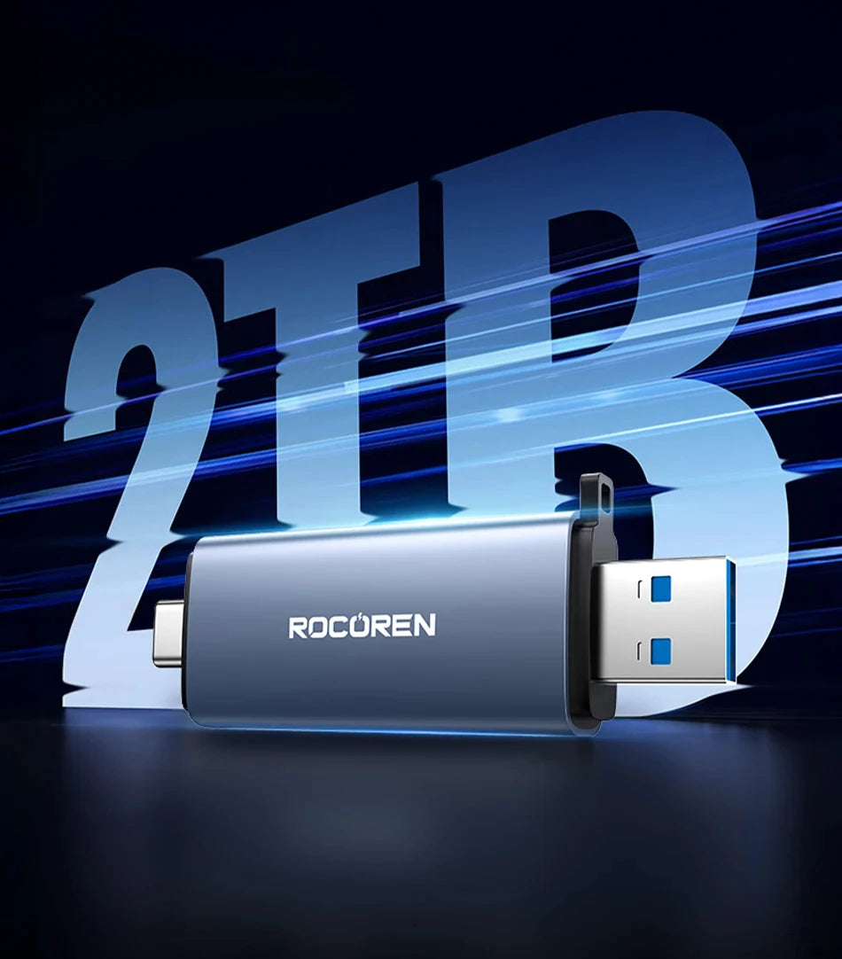Rocoren Card Reader 2 in 1 USB 3.0 5Gbps USB A USB C Combined Design SD/TF Cards 2TB Smart Cardreader for Laptop Accessories
