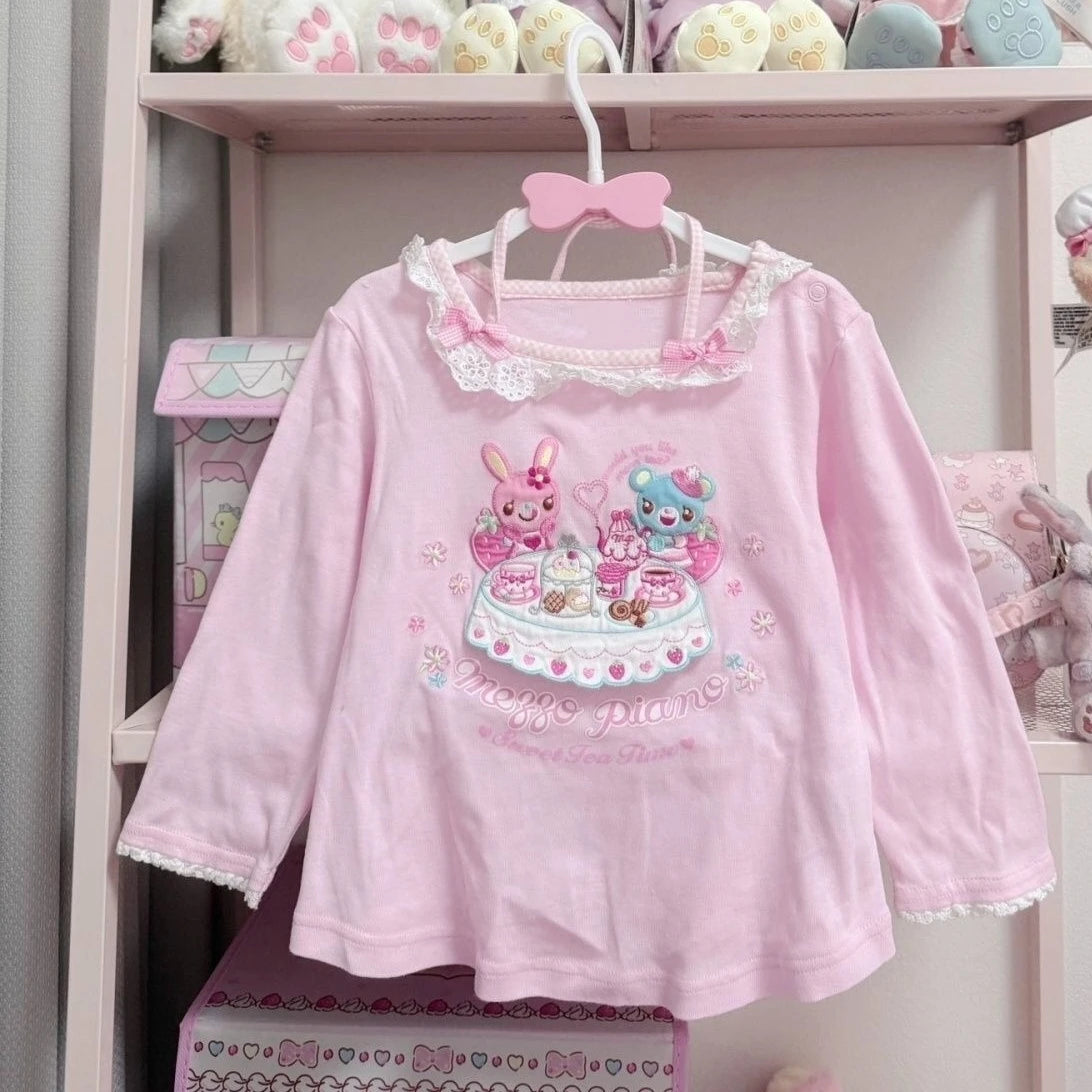 Japanese Kawaii T-shits Women Casual Y2k Crop Top Sweet Lolita Tees Design for Girls Clothing Short Sleeve T Shirts Outwear Chic