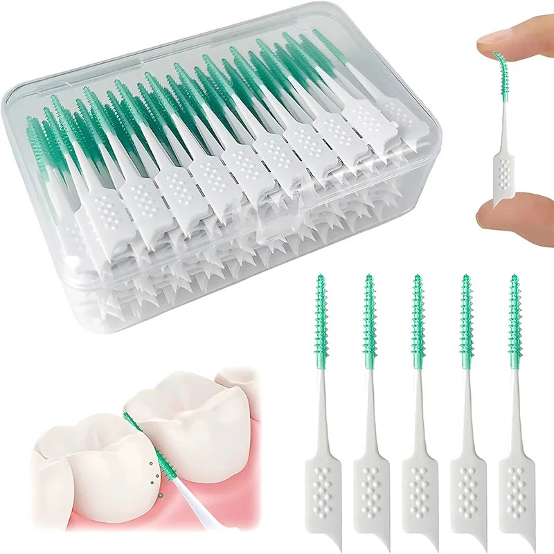 200PCS/Box Silicone Interdental Brushes Soft Dental Floss Orthodontic Teeth Flosser Toothpicks Portable Oral Care Tools