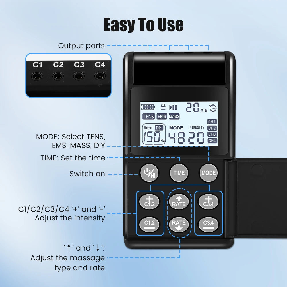 EMS TENS Unit Machine EMS Electric Muscle Therapy Stimulator Physiotherapy Pulse Electric Massage Device Back Body Neck Massager