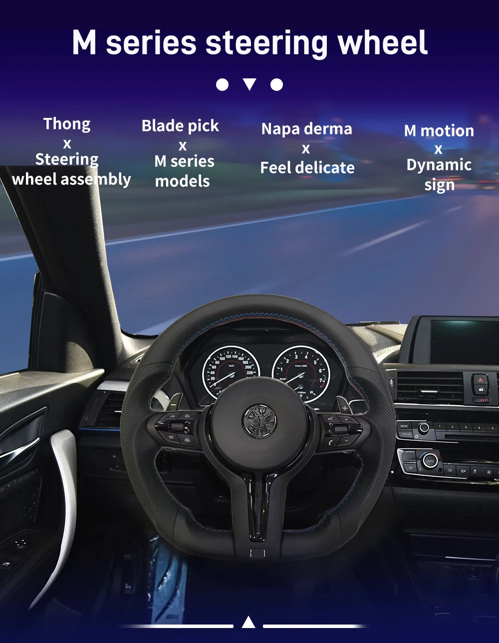 For M F30 F20 F48 M3 F80 F25 E90 E87 X5 E70 F01 F10 Steering Wheel Black Perforated Leather Sport Upgrade Modify Accessories
