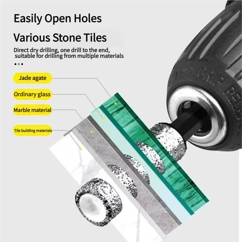 5Pcs 6-12mm Dry Drill M14 Thread Brazing Hole Saw Set For Drilling Holes Porcelain Tiles Marble Vitrified Tile Drill Bits Tools
