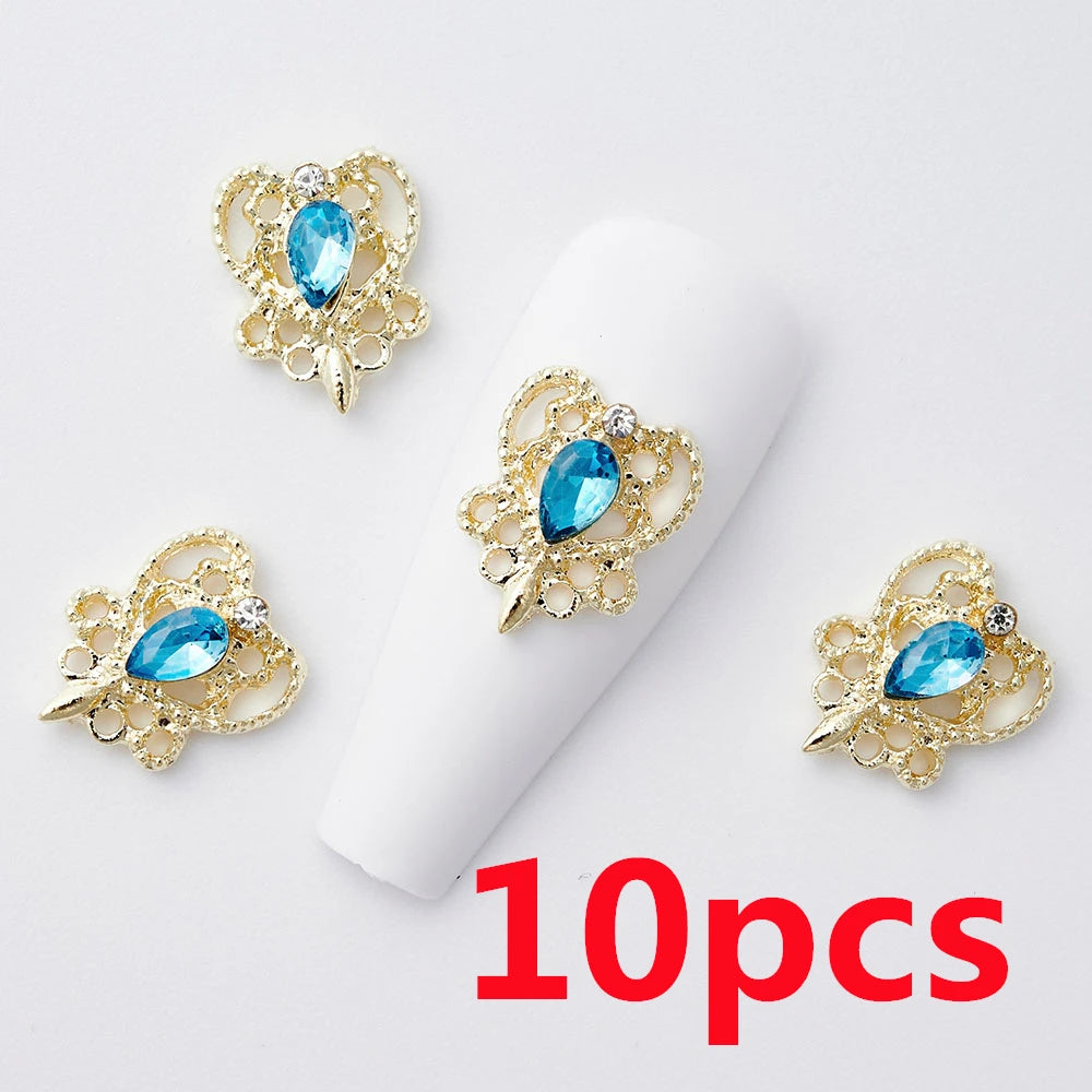 1 Bag Random Luxury Nail Art Dangle Jewelry  (Heart Bowknot)  Mixed Style 3D Nail Art Charms Tassel Design Alloy Nail Art Dangle