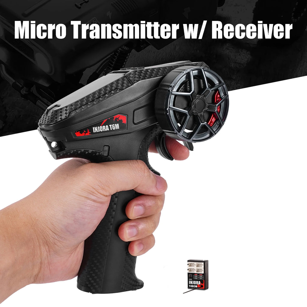 INJORA T6M 2.4GHz Micro Transmitter with Compact Receiver T4DCM for 1/30 1/24 1/18 RC Car