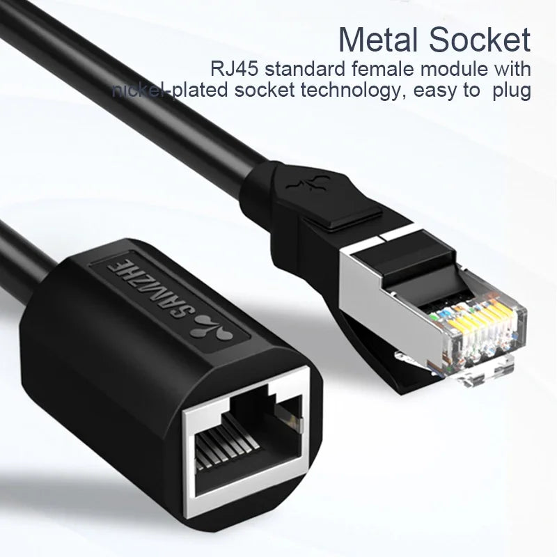SAMZHE RJ45 Ethernet Extension Cable Adapter CAT6 Network Patch Cords Shielded Compatible with CAT 6 5E  5