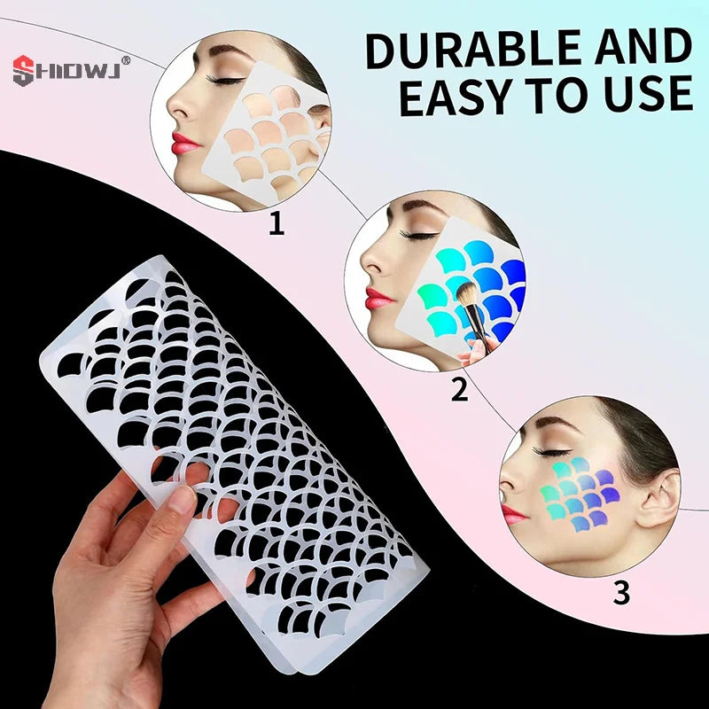 1Set Fish Scale Stencil Face Painting Templates To Draw Children Makeup Stencils Reusable Facial Drawing Stencil