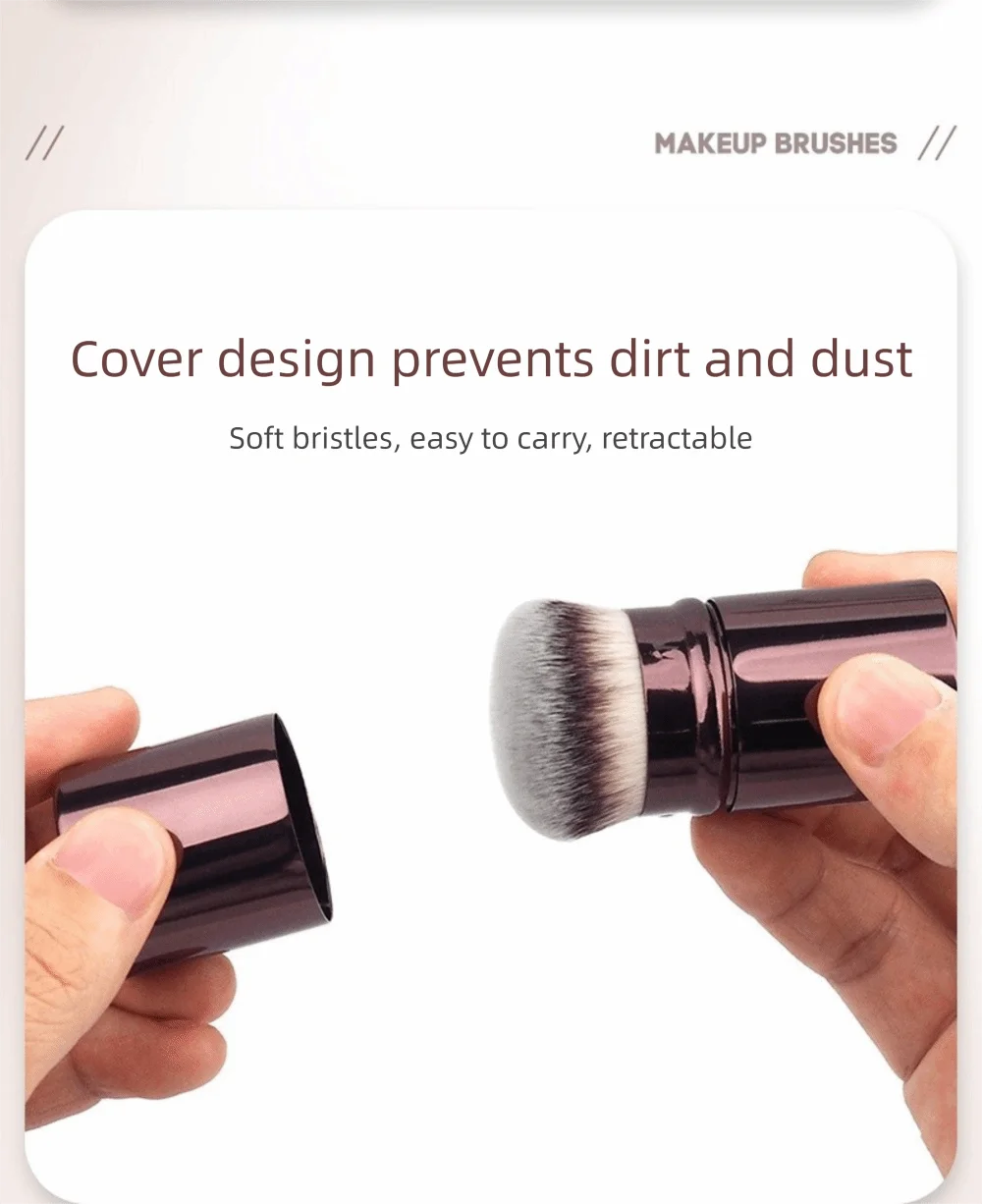 1 PCS Portable Synthetic Hair Retractable Makeup Brush UItra-Soft Flat Angle Powder Brush Makeup Tool Makeup Application