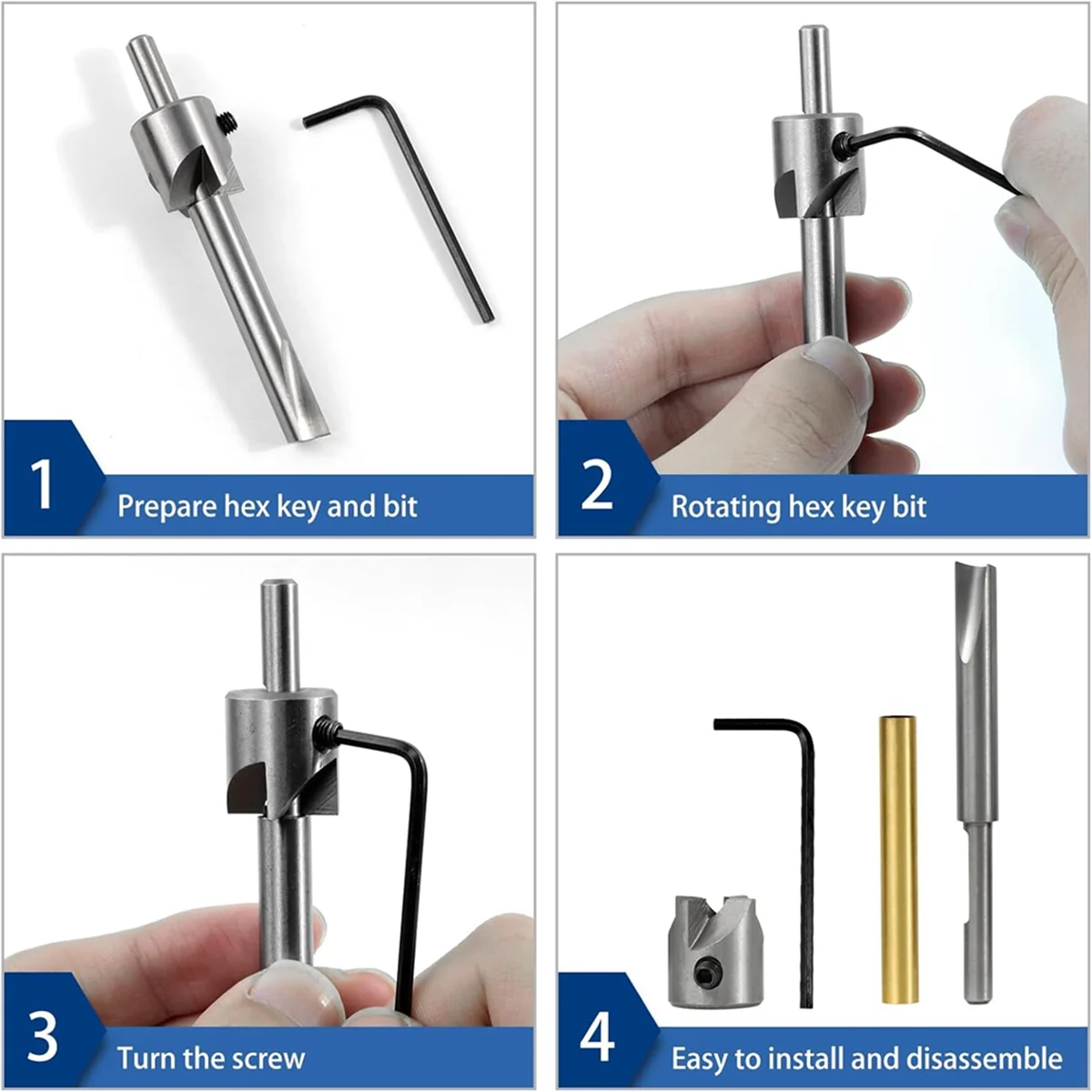 ABKY-7Pcs Pen Mill Set, Pen Barrel Trimming System with Pilot Cutter Shafts, 7mm, 8mm, 3/8 Inch, 10mm Mill Trimmer Set