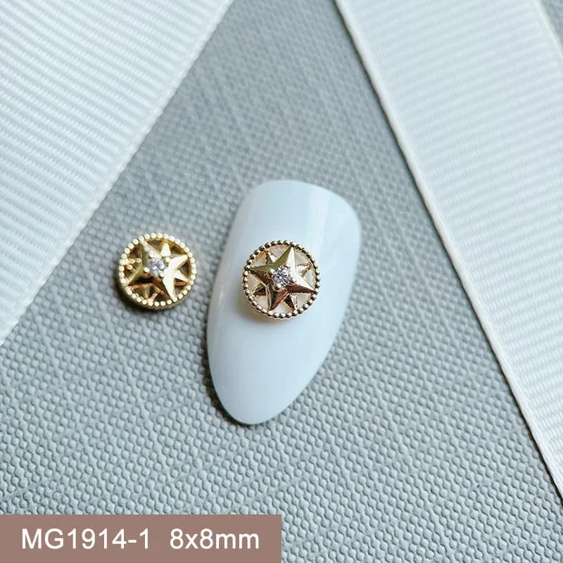 10pcs 3D Luxury Nail Art Charms Zircon Metal Star And Flower Decorations Starlight Jewelry Accessories for Manicure Supplies