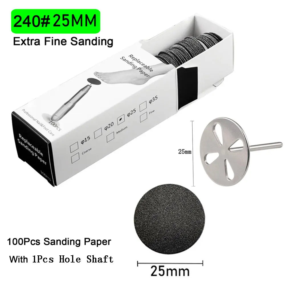 100Pcs Sandpaper With Metal Nozzle For Foot Files Dead Skin Callus Remove Tool Cuticle Pedicure Tool Sanding Paper Set