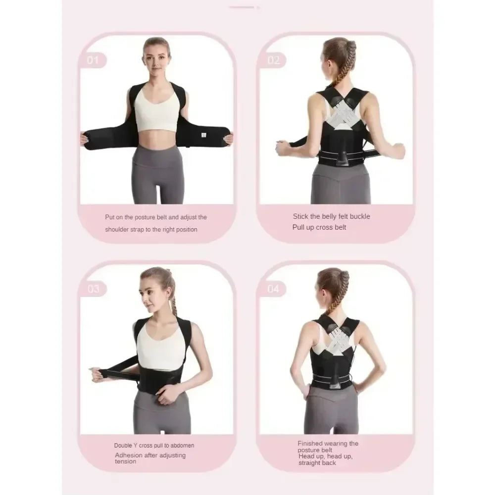 Posture Back Brace Adjustable Back Support Strap to Men and Women Prevent Spinal Distortion and Hunchback Suitable for Gym Body