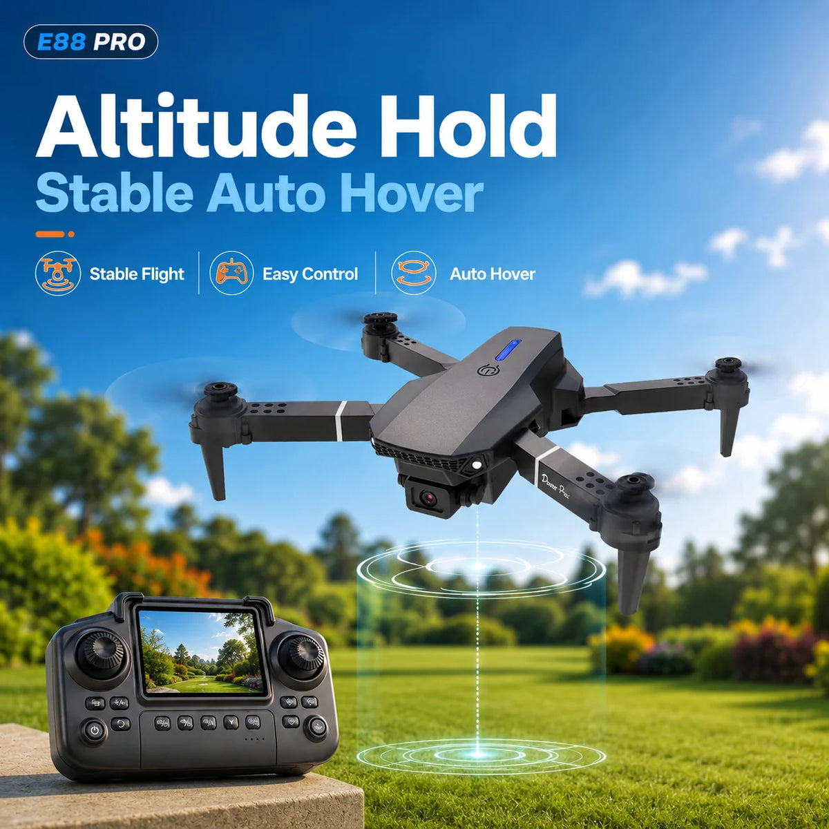 ZNLYRION Foldable FPV Drone with Screen Remote 480P Dual Camera Altitude Hold Headless Model LED Night Light