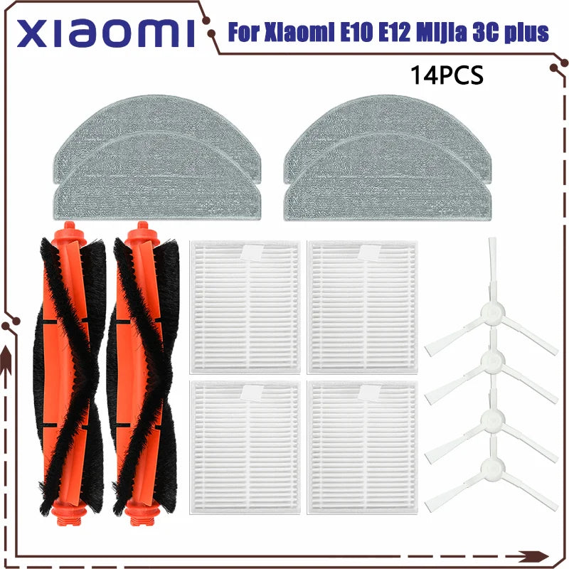 For Xiaomi Robot Vacuum E10 E12 E10C C103 Mijia 3C Plus / 3C Pro Spare Parts Accessories Main Side Brush Filter Mop