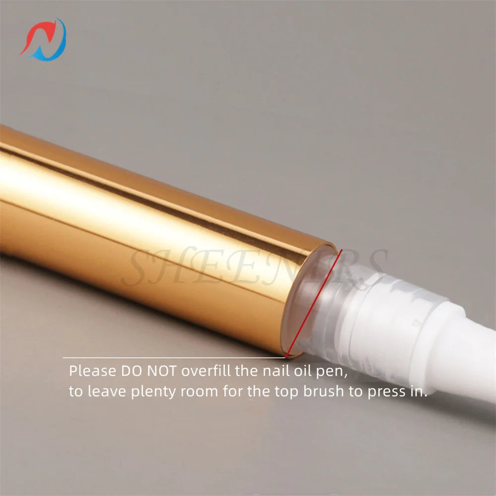 10/20/30pc 5ml Gold Cuticle Oil Pen Empty Twist Pen for Cuticle Oil Applicator Disposable Nail Oil Pen with Brush Eyelash Growth