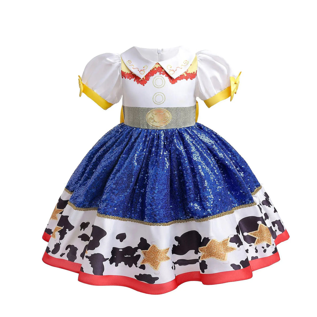 Girl Jessie Dress Kids Yellow Blue Cowgirl Cosplay Costume Kids Fancy Party Outfit Halloween Christmas Gift
