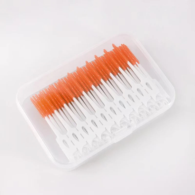 200PCS/Box Silicone Interdental Brushes Soft Dental Floss Orthodontic Teeth Flosser Toothpicks Portable Oral Care Tools
