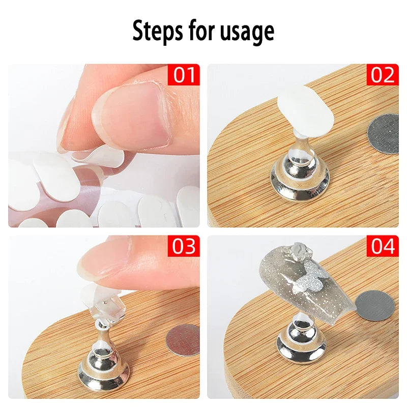 100Pcs Traceless Transparent Nail Double-side Adhesive Tape For False Nails Display Stand Tools Manicure Strip